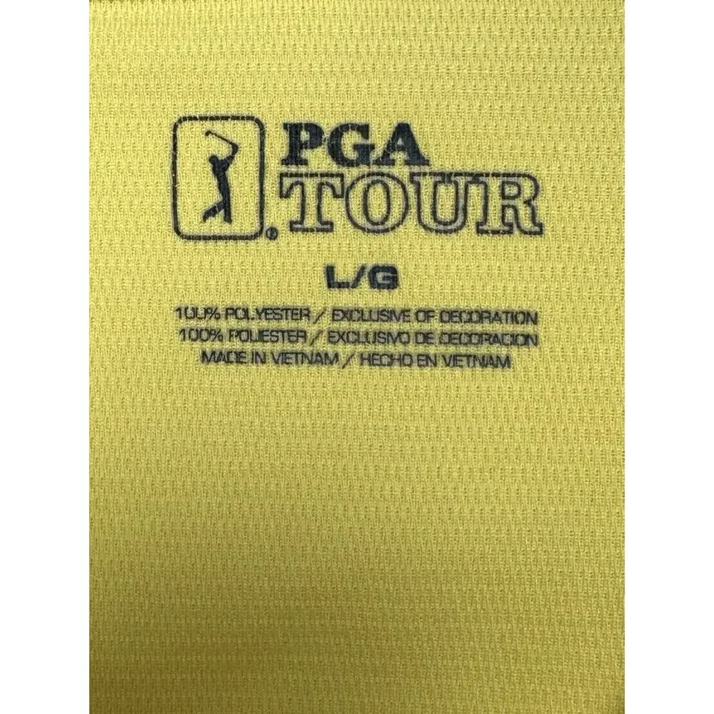 PGA Tour Airflux Golf Polo Shirt Men’s Yellow With Gray Trim Lg. Stretch Casual - Picture 4 of 7